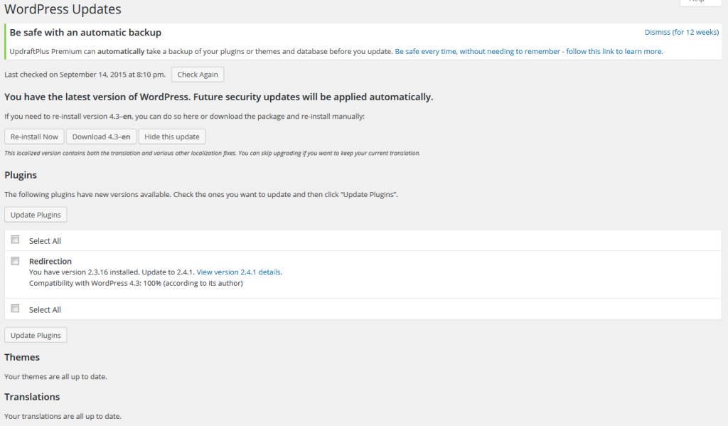 Wordpress update & recovery service